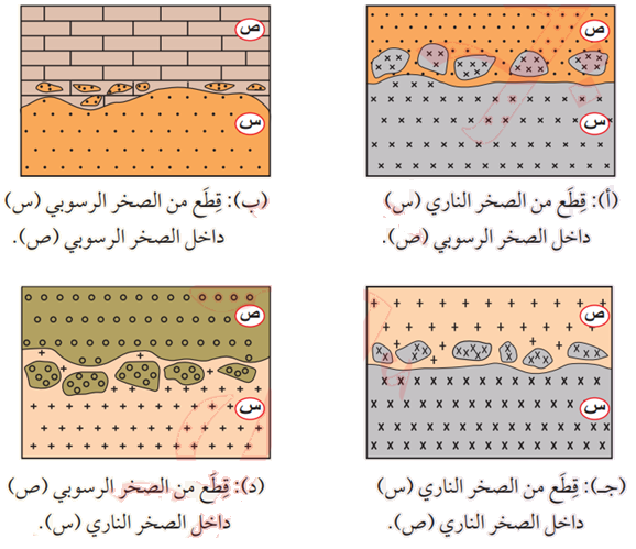 كيفية الاحتواء بين أنواع الصخور المختلف