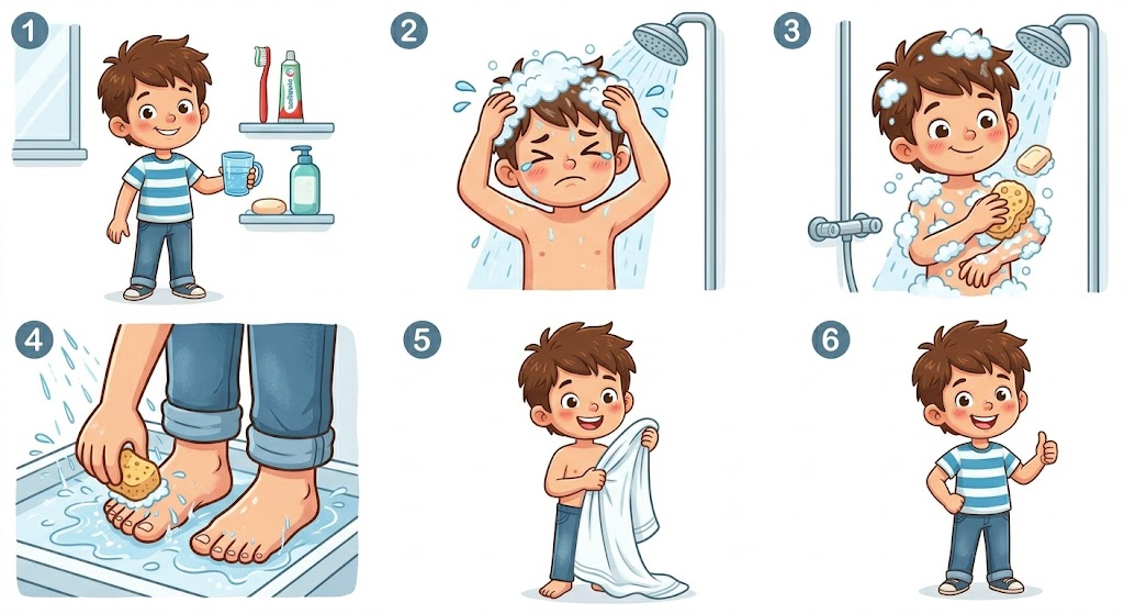 الترتيب الصحيح لخطوات الاستحمام الترتيب الصحيح لخطوات الاستحمام